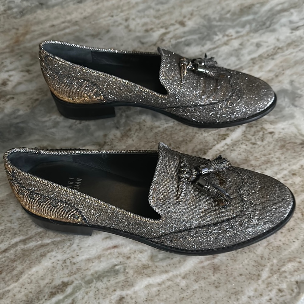 Women’s Stuart Weitzman Metallic Loafers, Slightly Used, Size 6 M